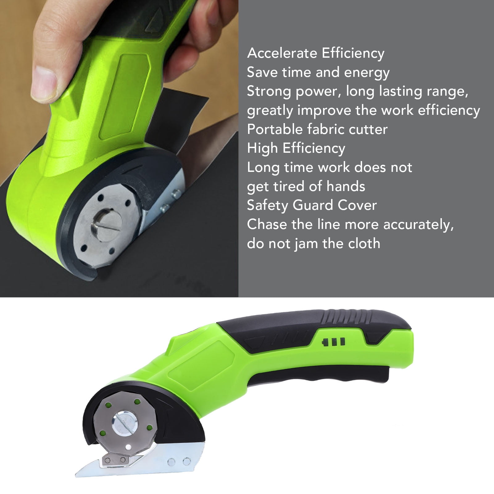 BIMZUC Electric Scissors 4V Rechargeable Li-ion Battery Powered High Efficiency Cordless Electric Fabric Scissors Cutter for Leather, Fabric, and Cardboard - Green (8.66 in / 22 cm)