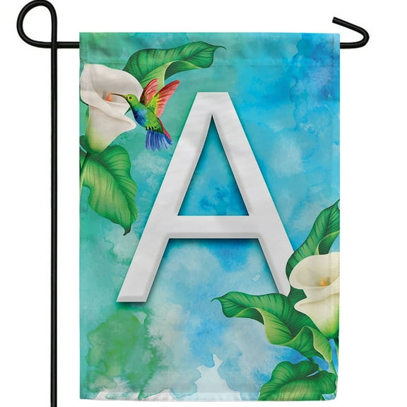 America Forever Summer Flowers Birds Monogram Garden Flag Letter X 12.5 x 18 inches Hummingbird Calla Lily Spring Floral Double Sided Vertical Outdoor Yard Lawn Decorative White Floral Garden Flag