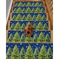 thumbnail image 2 of Christmas Snowflakes Stair Treads for Wooden Steps Indoor Runner Rug Carpet, Xmas Winter Green Pine Trees Blue 15 Pieces Peel and Stick Staircase Step Treads Covers Washable Throw Door Mats, 30"x8", 2 of 7