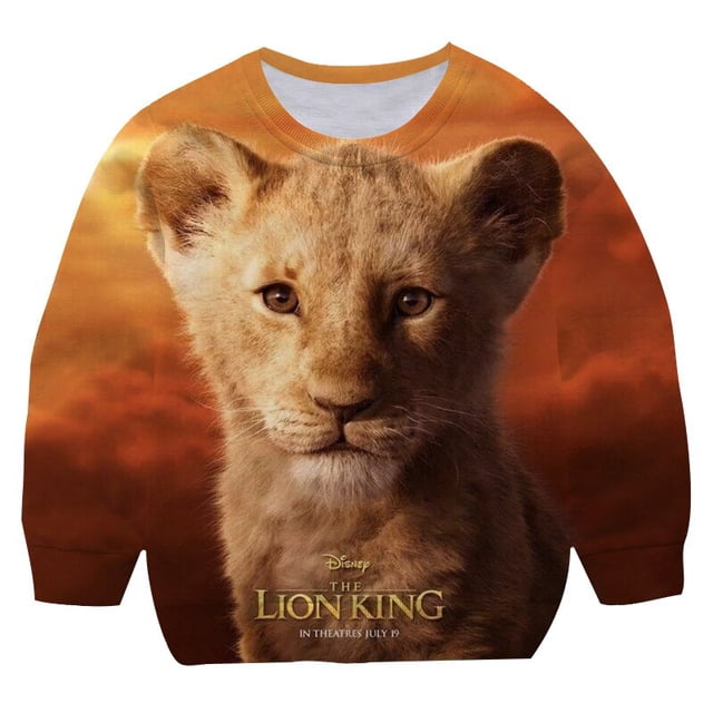 Niños León Rey Casual Simba sudaderas dibujos animados estampado 3D manga larga Harajuku pulóver ropa primavera otoño Teen Boys Tops6T Gao Jinjia LED