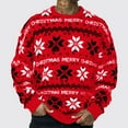 thumbnail image 2 of KeShDi Christmas Sweater Men Men's Casual Christmas Sweater Loose Drop Shoulder Long Sleeve Sweater Crew Neck Sweater Red 3X, 2 of 8