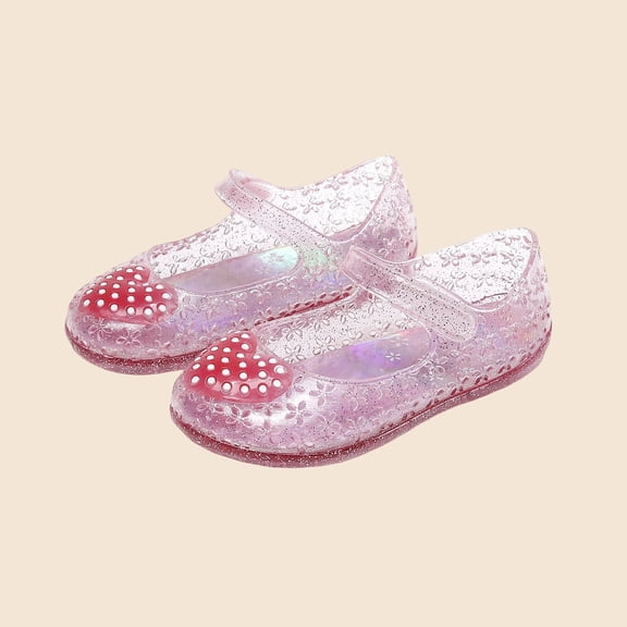 Girls Glitter Jelly Mary Jane Shoes,Closed Toe Flats for Toddler/Little Girls Water Shoes Pink 11