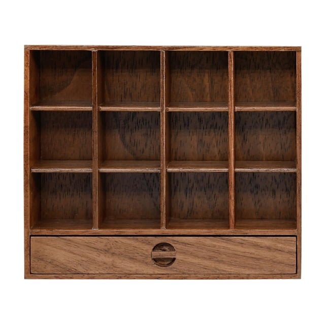 Estante de almacenamiento en miniatura para casa de muñecas, gabinete de madera, decoración para casa de muñecas en miniatura Nogal negro