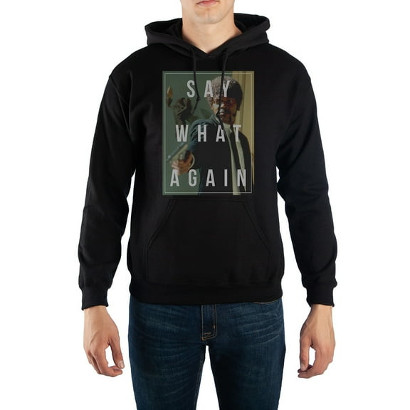 Pulp Fiction Movie Say What Again Graphic Print Mens Black Hoodie-XX-Large