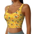 thumbnail image 2 of Goofa Honeycombs Printed Sports Bras for Women, High Impact Running Bra Workout Crop Tank Tops Longline Sports Bra Push up-X-Large, 2 of 9