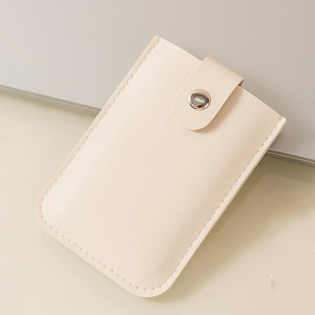 Card Wallet, Staron 2026 Slim Leather Pull-Out Card Holder, Snap Button Multi-Card Slot Business Card Storage Case for Cash, White