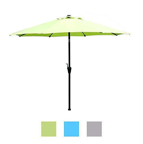 Blissun 9 Patio Umbrella Aluminum Semi Auto Autotilt And Crank Garden Parasol Light Green Walmart Com Walmart Com