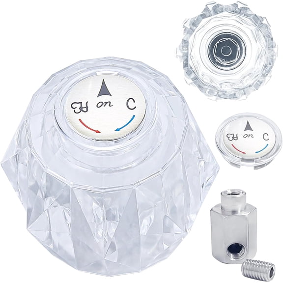 RVKXHD Handle Replacement for RP41661, Knob Compatible with Delta and Peerless Single Handle Bathtub Faucets, Clear Acrylic Diamond Shape Shower Kit