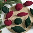 thumbnail image 4 of Christmas Tree Ornaments Green Velvet, Pack of 27Pcs Flocked Xmas Balls Ornament Decorations Assortment, 4 of 5