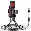 JAMELO USB Microphone Computer Condenser Gaming Mic for PC/Laptop/Phone/PS4/5 Headphone Output Volume Control Plug and Play LED Mute Button for Streaming Podcast Studio Recording