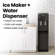 Iceman Ice Maker & Water Dispenser, Bottom-Loading for 1–5 Gallon Bottles – Black