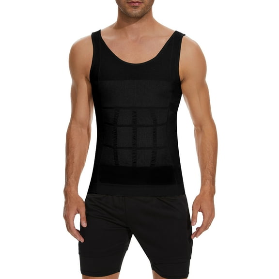 FITVALEN Men's Compression Shirt Undershirt Slimming Tank Top Workout Vest Abs Abdomen Slim Body Shaper