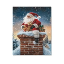 Santa Claus On Chimney Christmas Series Poster Canvas,Suitable for Home Decoration,Dining Room Decor, Bedroom Art, Wall Decor Living Room, Wall Art, Frameless 20x30inch