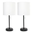 thumbnail image 1 of LimeLights Black Stick Lamp with Charging Outlet and Fabric Shade 2 Pack Set, 1 of 9