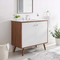 Modway Transmit 36" Bathroom Vanity in Walnut White