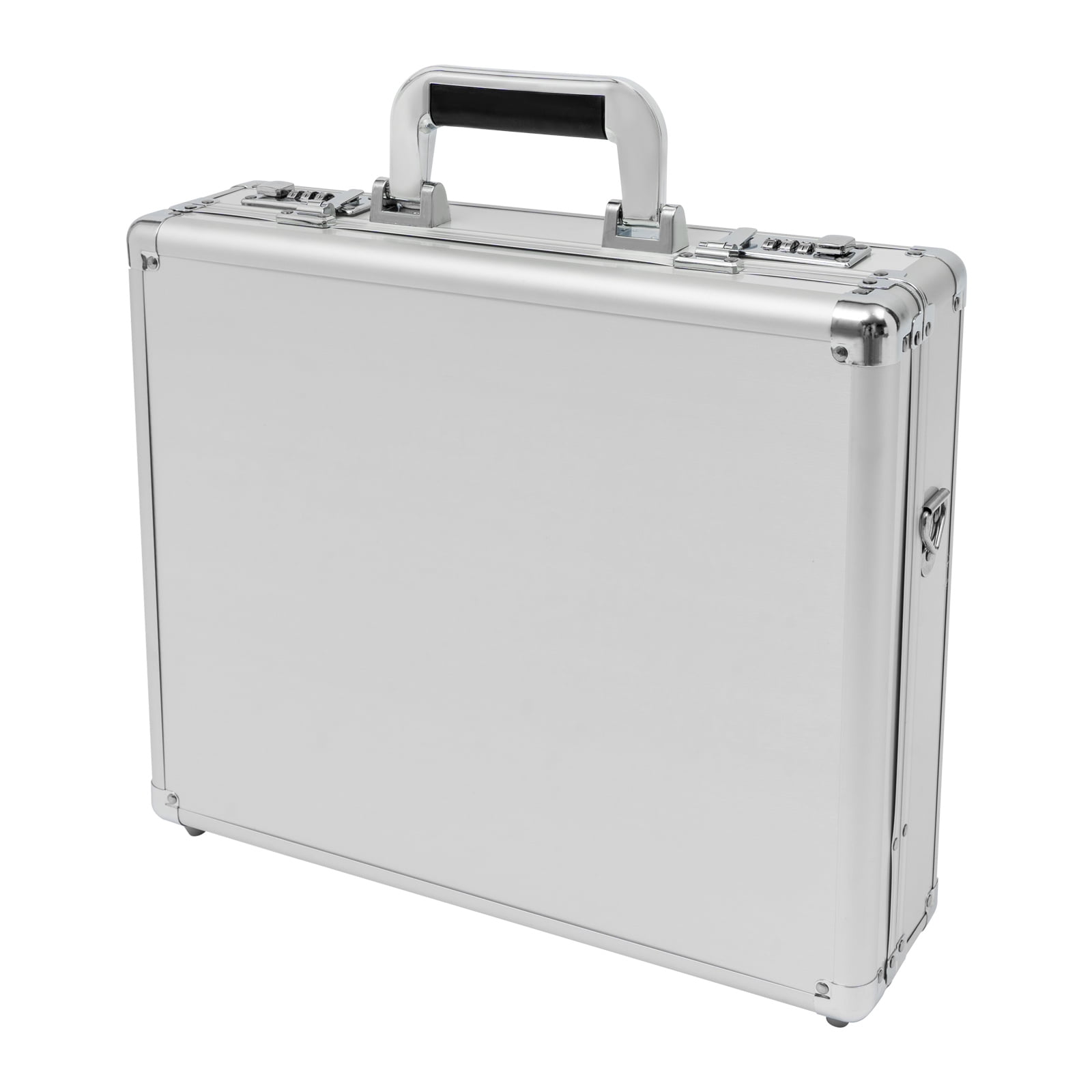 38*33*11 Rectangular Classic Locking Briefcase Aluminum Alloy Safety Box with Shoulder Strap(Silver White)