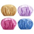 thumbnail image 1 of Shower Cap, 4-pack Shower Caps For Women, Double Waterproof Layers In Shower Hat Hair Protection Reusable, 1 of 4