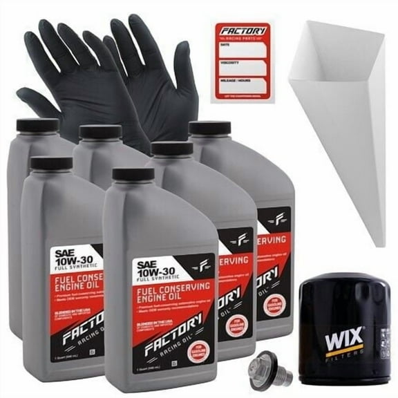Factory Racing Parts Oil Change Kit Compatible with Jeep Cherokee 1991-2001, Comanche 1991-1992, Grand Cherokee 1993-2004, Wrangler 1991-2006 4.0L 10W-30 Full Synthetic Oil - 6 Quarts