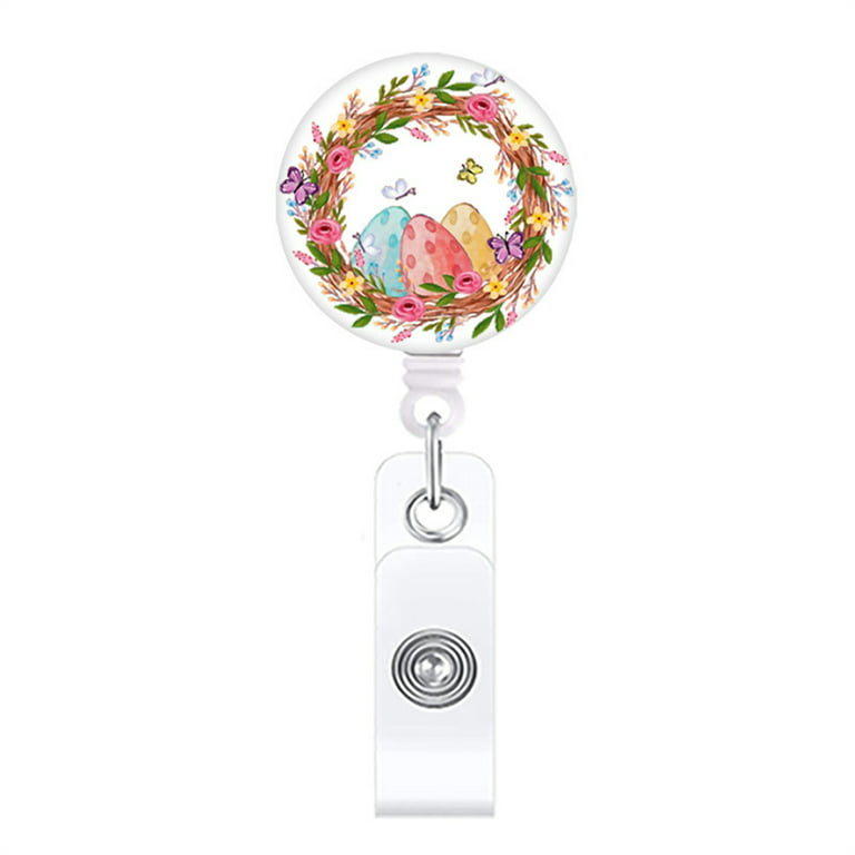 GENEMA Cute Easter Badge Reel Holder Retractable Badge Reel with