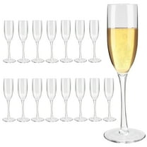 AGH 6oz Plastic Wine Goblets, Clear Disposable Reusable Stemware, Set of 16 Durable Drinkware Cups for Parties, Weddings, and Events