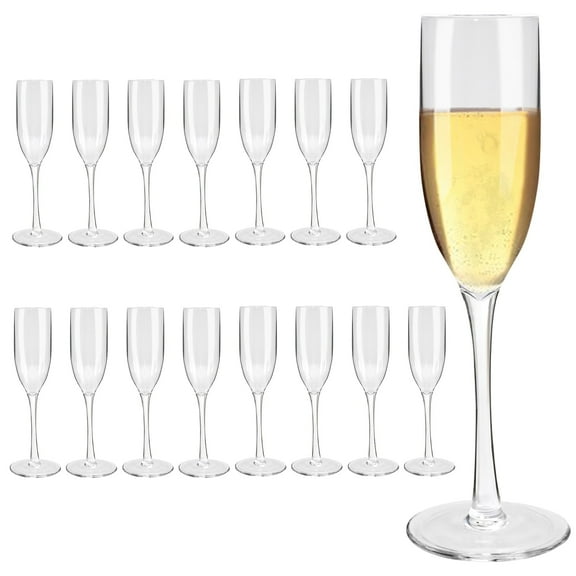 AGH 6oz Plastic Wine Goblets, Clear Disposable Reusable Stemware, Set of 16 Durable Drinkware Cups for Parties, Weddings, and Events
