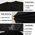 thumbnail image 5 of Ambiloof Men's Slim Fit Muscular V-Neck Casual T-Shirt, Long Sleeve, Stylish Business Top Basic T-Shirt Black/2XL, 5 of 7