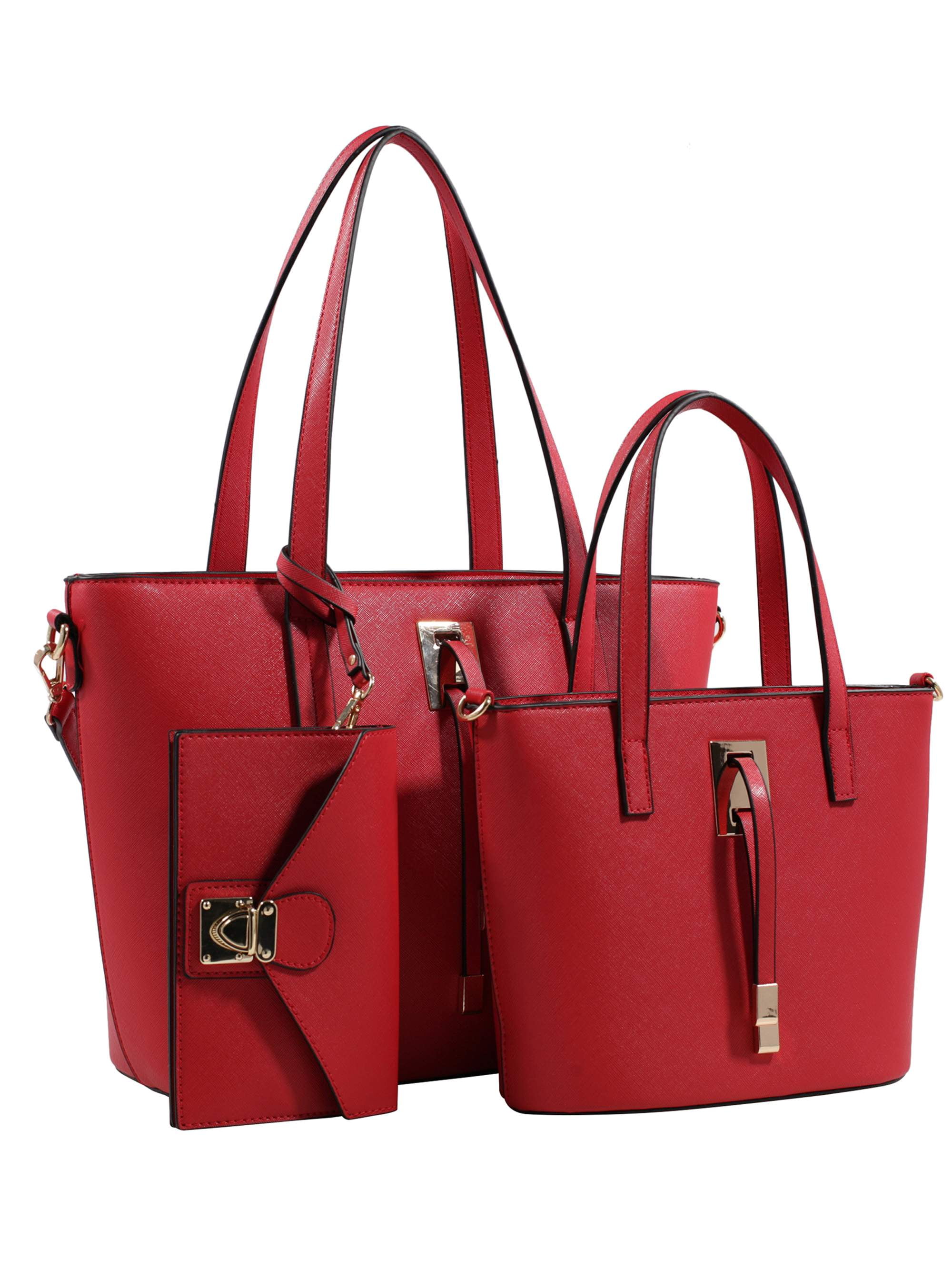 3Piece Tote Handbag Set Red