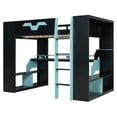 thumbnail image 6 of Full Size Wood Loft Bed with Power Outlet & USB/Type-C Ports, Integrated Cable Management, and RGB Light, Blue, 6 of 23