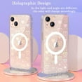 thumbnail image 3 of for iPhone 14 Case Compatible MagSafe, Clear Cute Glitter Laser Holographic Heart Pattern Design for Women Girls, Anti-Yellow Hard PC Protective Phone Cover for Apple iPhone 14, Rainbow Heart, 3 of 13