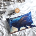 thumbnail image 5 of Goofa Moonlit Blue Wolf Print Plush Throw Pillow Case, Soft Velvet with Hidden Zipper, Decorative Cushion Cover for Sofa, Bed, Car, and Home Décor-16"x24", 5 of 6
