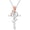 04-Apri-White, variant on Rose Birthstone Cross Necklace 925 Sterling Silver Cross Jewelry Rose Gifts for Women