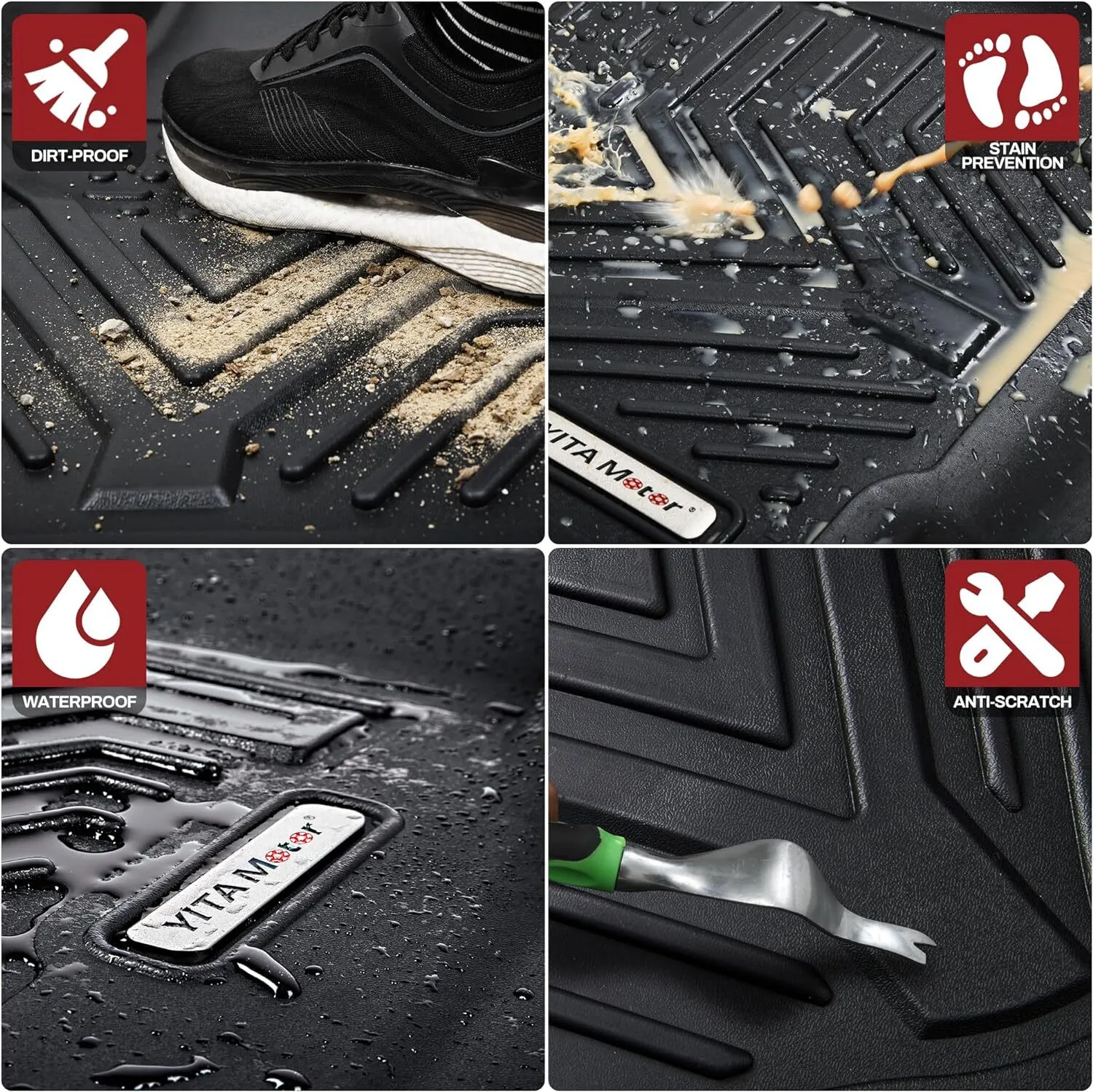 RVNI Floor Mats for 2021 2022 2023 Hyundai Santa Fe 5 Seat Front & Rear Liners All Weather