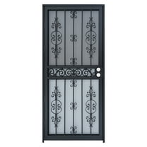 Grisham Deluxe Steel Security Door,36'' x 80''  Metal Tempered Glass Door Screen Replacement Enter Doors,Storm Door(407-Black)