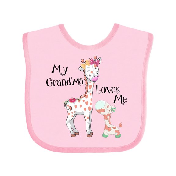 Inktastic My Grandma Loves Me Giraffe Boys or Girls Baby Bib