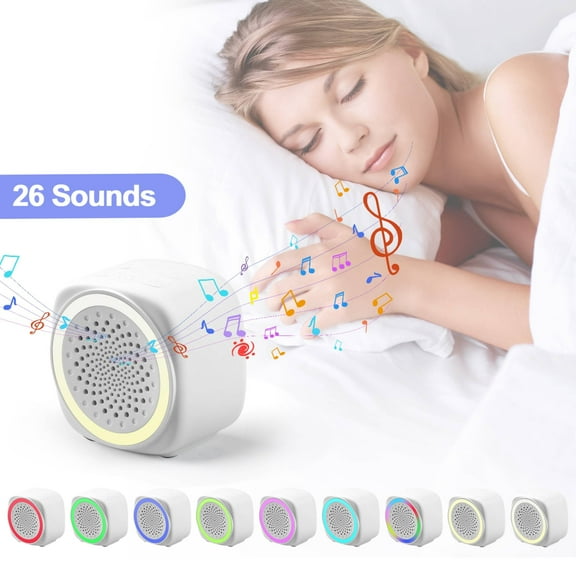 TSV White Noise Machine, Portable Travel Sleep Sound Machine, 26 Soothing Sounds, 9 Night Lights, Timer Function