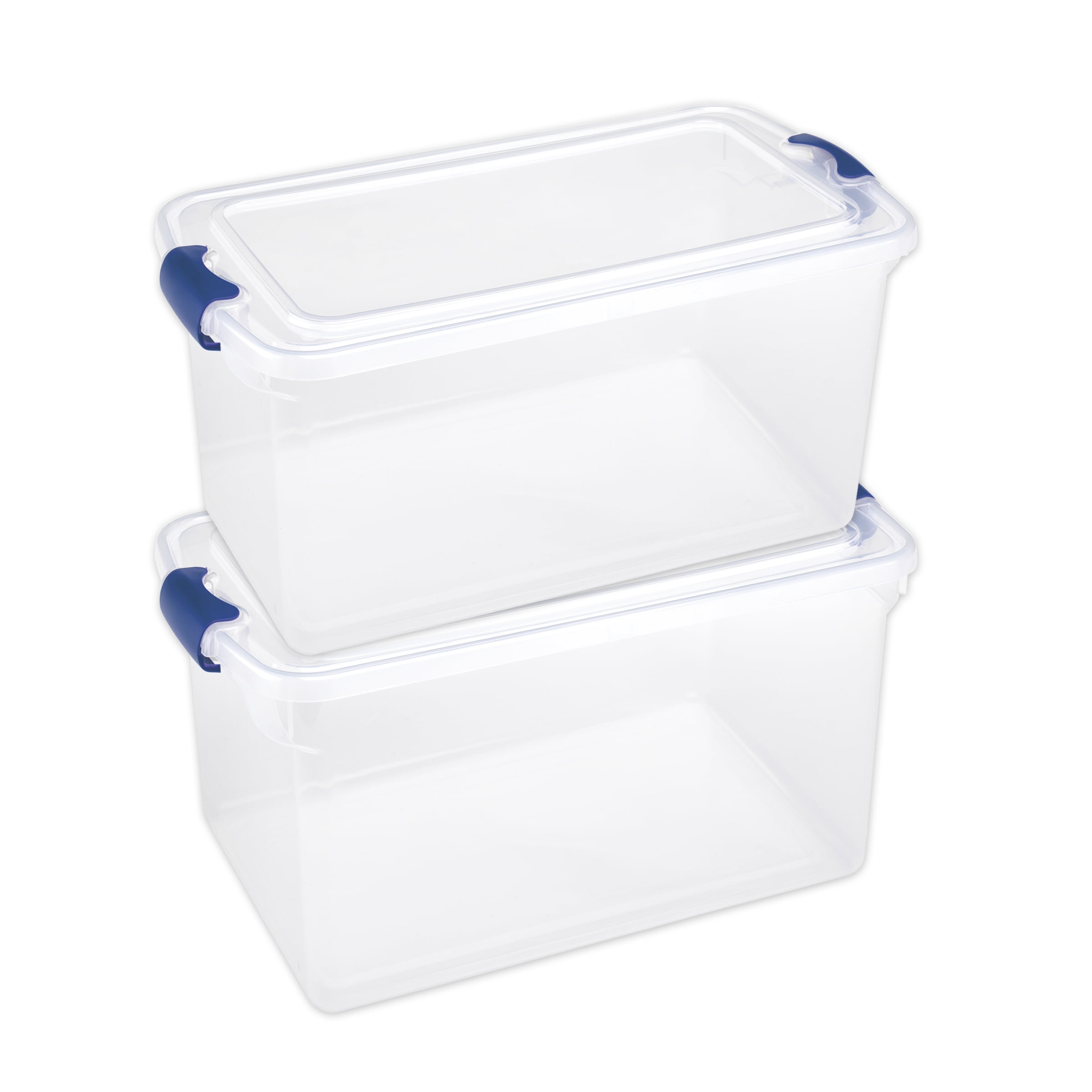 Homz Multipurpose 66 Quart Clear Storage Container Tote Bins with Secure  Latching Lids for Home or Office Organization, (2 Pack)