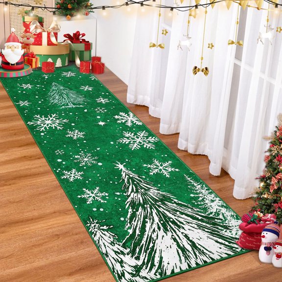 Christmas Area Rug Stain Resistant Washable Xmas Decoration Throw Carpet Soft Low Pile for Runner Rug for Living Room, Entrance Door, Bedroom, Laundry, Dormitory, Holiday Decoration