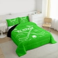 thumbnail image 3 of Manfei Ice Hockey Queen Comforter Set,Sport Game Gamer Bedding Sets,Green White Bedding Comforter Set For Teens,Ultra Soft Home Decor Reversible,3-Piece, 3 of 8