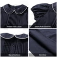 thumbnail image 5 of LittleSpring Toddler Girls Short Sleeve Dress Peter Pan Collar School Uniform Dresses Casual Solid Navy Blue 3T, 5 of 6