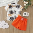 thumbnail image 2 of EnJoCho Baby Boy Sweatshirt Summer Toddler Boys Short Sleeve Prints Tops Shorts Two Piece Outfits Set for Kids Clothes Little Boy School Casual Set 18-24 Mouths, 2 of 7