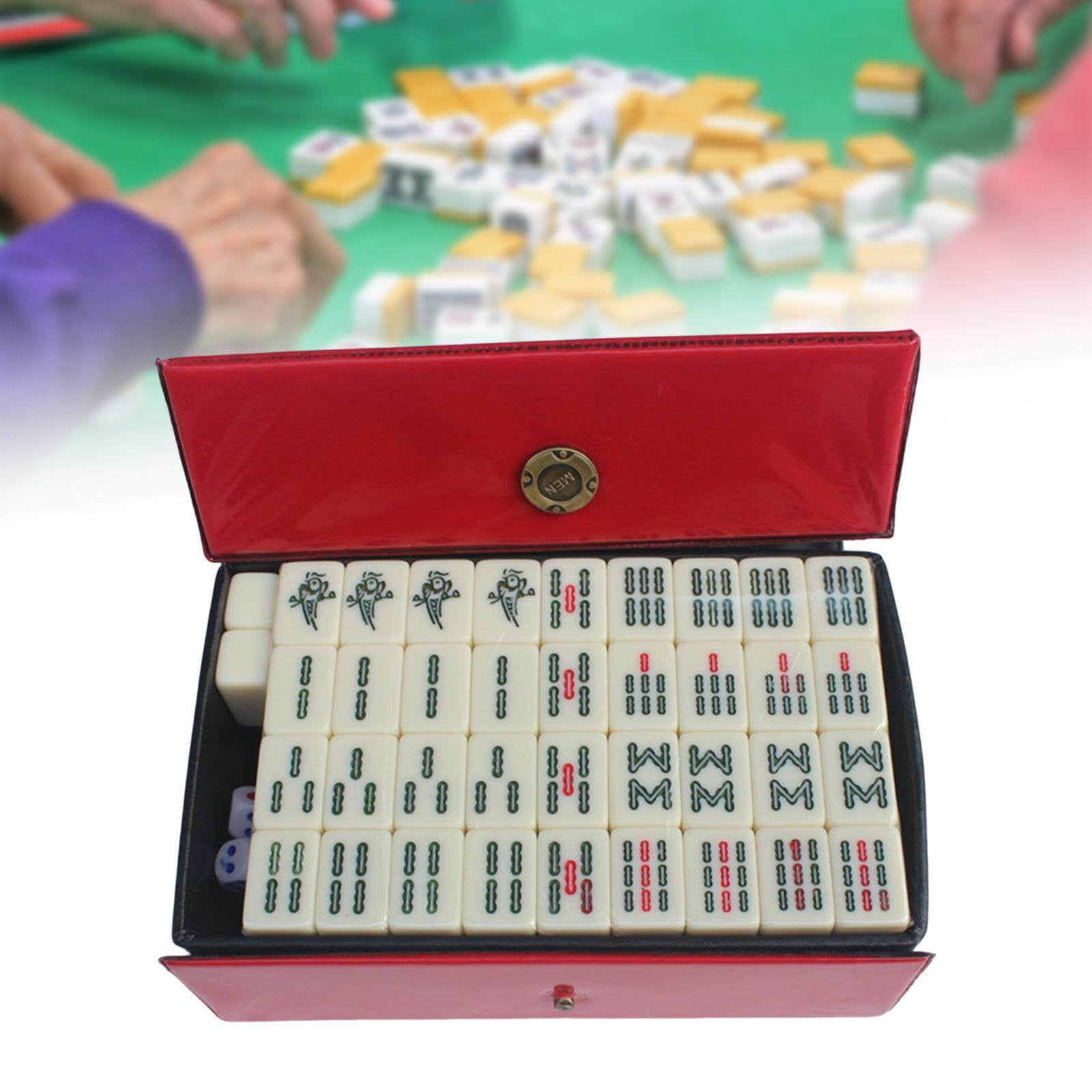 Jeux Mahjong Petit Jeu De Société De Mahjong Chinois Mahjong Avec Étui De Transport Jeu De Tuiles Et 2 Tuiles Jeu De Société Mahjong Voyage