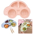 thumbnail image 1 of Oleegame 1PC Stainless Steel Cutlery Set Cartoon Car Shape Plate Environmentally Separated Kids Dinnerware Tableware Tray Pink, 1 of 2