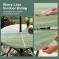 thumbnail image 5 of Round Outdoor Tablecloth with Umbrella Hole and Zipper, Sage Green White Ombre Tablecloth with Elastic Waterproof, Country Modern Stripes Lines Patio Table Covers for 45" - 54" Picnic Pool Tables, 5 of 9