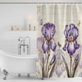 thumbnail image 2 of Purple Iris Shower Curtain Set - 48" x 72" Washable Bathtub Curtain with 12 Hooks, Spring Vintage Butterfly Leaves Flowers Beige Waterproof Fabric Stall Shower Curtains for Bathroom/Bathtub Décor, 2 of 6
