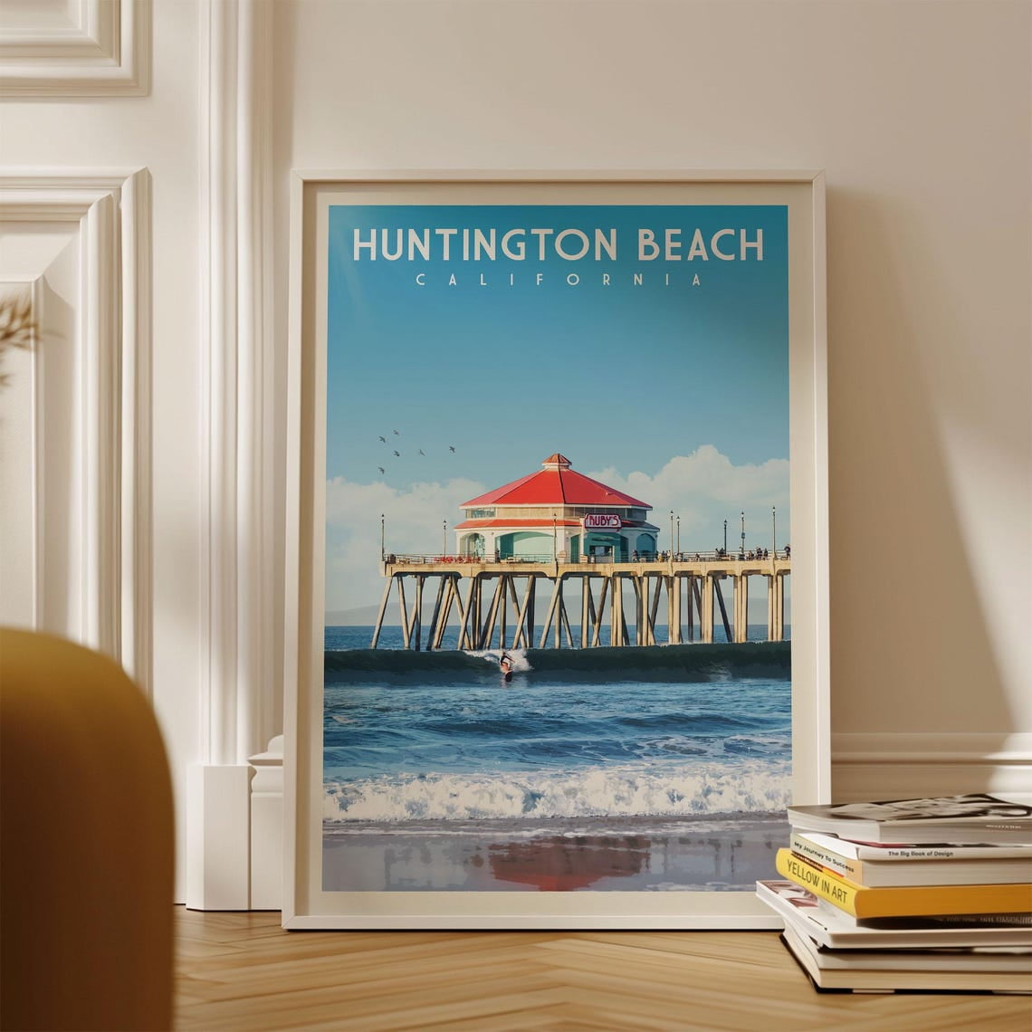 Huntington Beach Pier Poster California Wall Art Southern California Print Surfboard Wall Art Beach House Decor Us Open Of Surfing