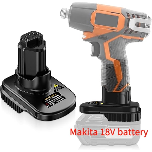 Adaptador de Batería para Herramientas Ridgid 12V, Funciona para Batería Makita 18V (Solo Adaptador)