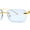 Gold Blue, variant on Cougar Jewel Rimless Narrow Rectangular Luxury Pimp Sunglasses Gold Black
