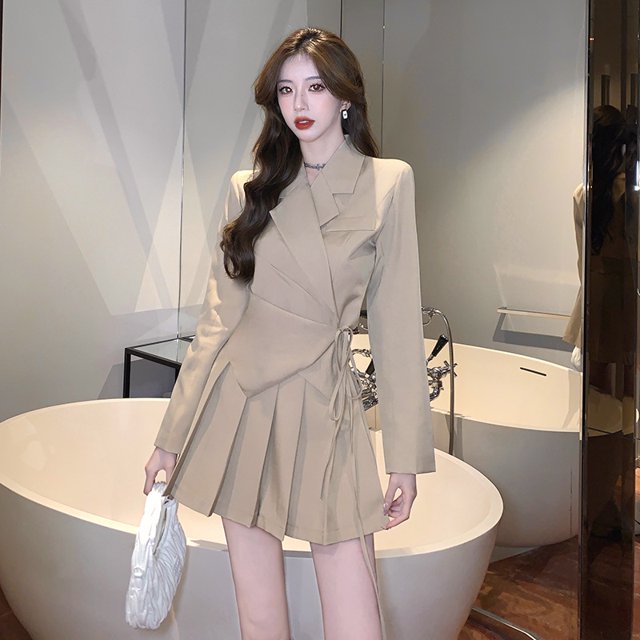 Traje de alta calidad, traje de primavera y otoño, estilo de moda, temperamento socialité, falda plisada