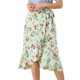 thumbnail image 1 of Allegra K Falda midi cruzada floral para mujer Faldas asimétricas de cintura con lazo con volantes Cian XL, 1 of 6