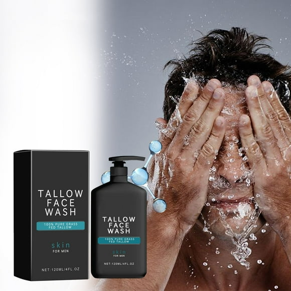 WKWeiS Wrinkle Tallow Balm Mens Tallow Face Wash Tallow Pore Cleanining Face Cleanser Natural Tallow Reduce Fine Lines 120Ml Deals of The Day